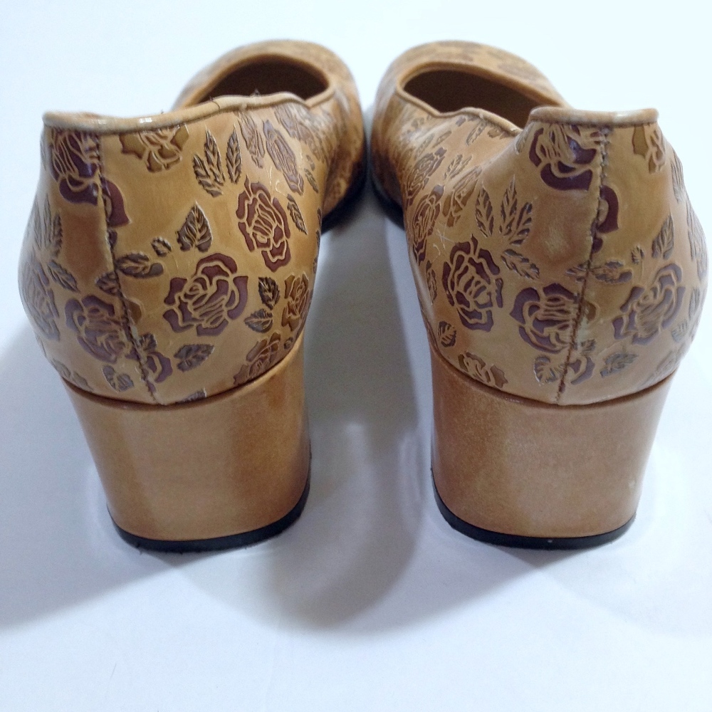 DOLCE & GABBANA Rose Print LEATHER Heels Size 7 - Picture 6 of 8